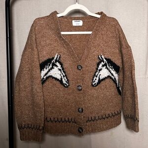 Old Navy Brown Cardigan with Horse Design